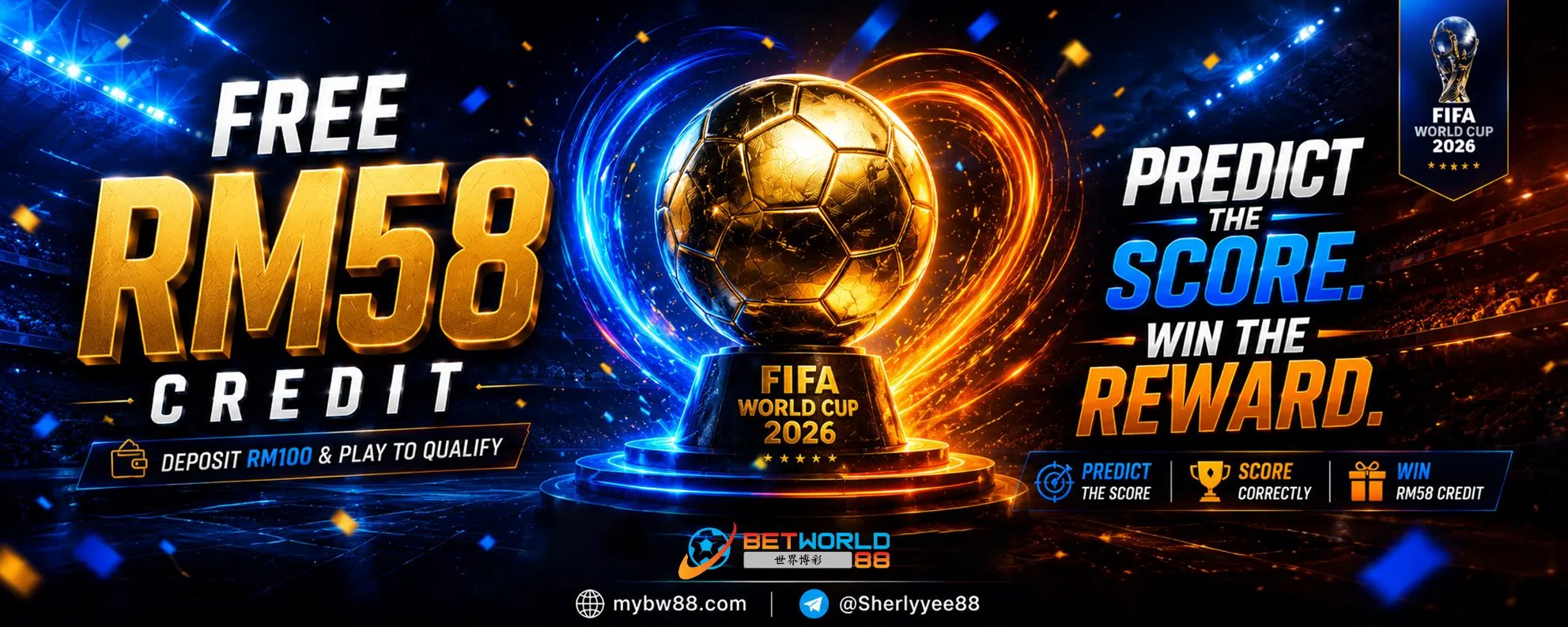 BW88 BETWORLD88 Tebak Skor World Cup 2026 — Free RM58